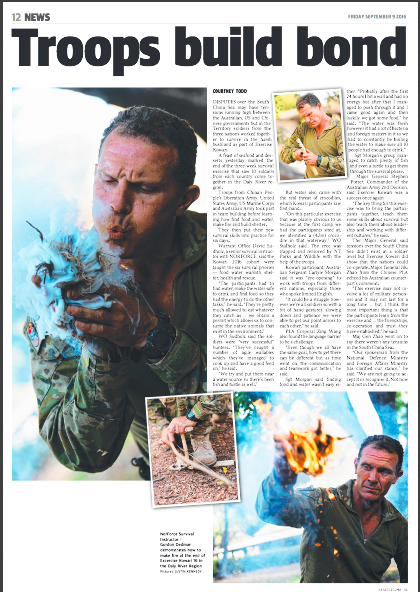 NT News article featuring Gordon Dedman during a combined services exercise “Kowari”